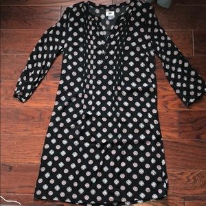 Patterned black 3/4 sleeve dress